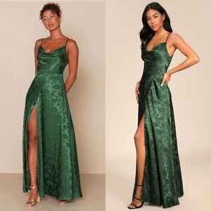 NWT LULUS Floral Satin Sleeveless 90s Soft Girl Homecoming Formal Maxi Gown XS